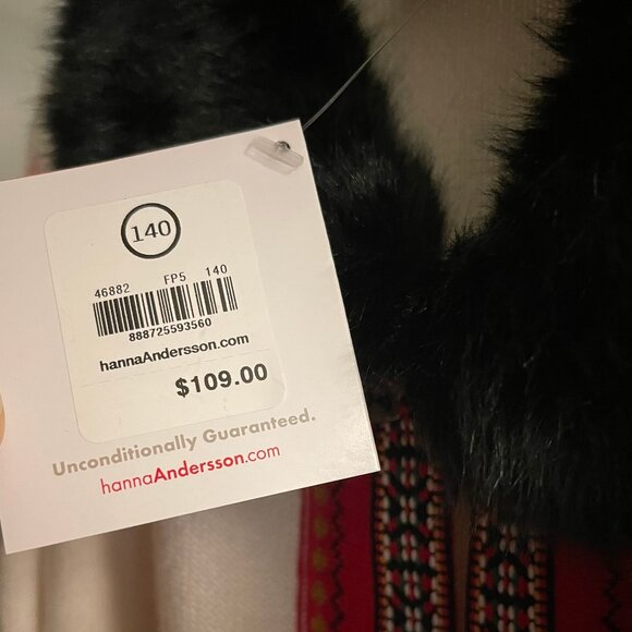 NWT Hanna Andersson Girls Fair Isle Sweater Jacket Fur Collar Scandinavian - Picture 13 of 13